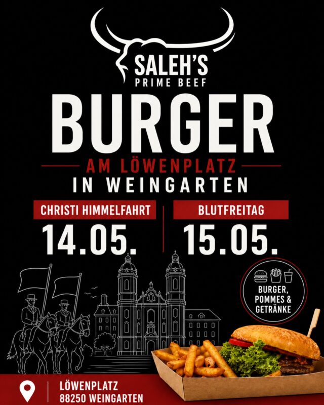 !BLUTRITT!

Wir stehen diesen Donnerstag und Freitag am Löwenplatz in Weingarten🙏

Kommt rum! 🍔