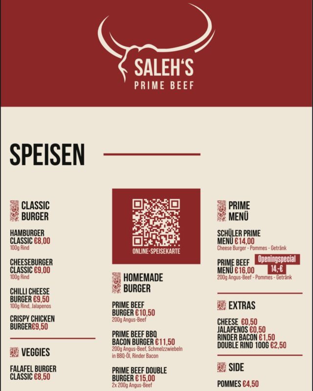 !MENU!

Was holt ihr euch ab Freitag?🤩

Nicht zu vergessen: das PRIME BEEF MENÜ gibt es am 28.03. & 29.03 für 14.- € 🍔 

Wir freuen uns auf euch!!

#salehsprimebeef #start #ready #menu #burgerlove #foodtruck